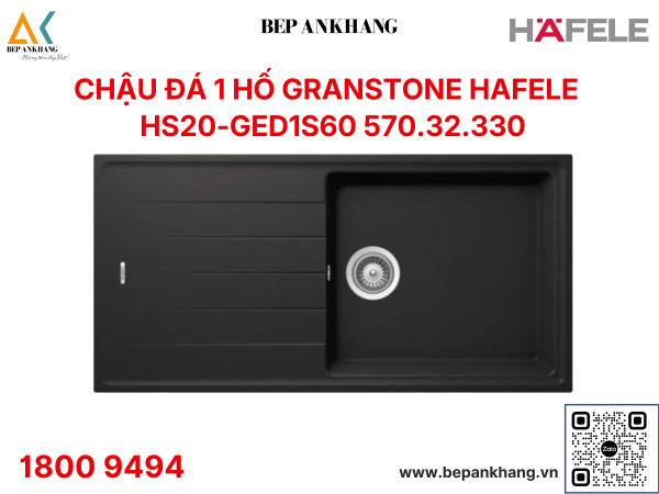 Chậu đá 1 hố Grandstone (Thạch Anh) Hafele HS20 - GED1S60 ( 570.32.330 )
